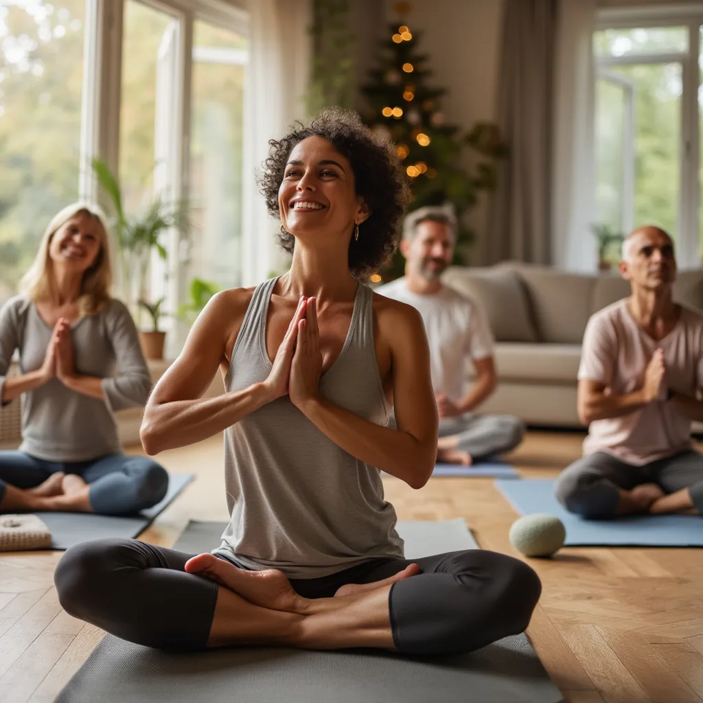 Familias practicando yoga juntas